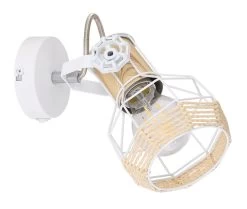 Globo Bana Wandstrahler Weiß, Natur Holzfarbend E27 Mit Schalter X12x19,5cm -Lichtwelt Verkauf globo54015 1 1