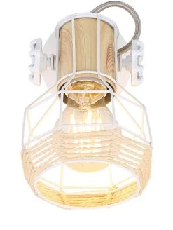 Globo Bana Wandstrahler Weiß, Natur Holzfarbend E27 Mit Schalter X12x19,5cm -Lichtwelt Verkauf globo54015 1 2