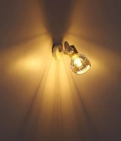 Globo Bana Wandstrahler Weiß, Natur Holzfarbend E27 Mit Schalter X12x19,5cm -Lichtwelt Verkauf globo54015 1 5