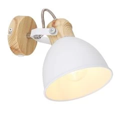 Globo Wiho Wandstrahler Weiß, Holzoptik E27 Mit Schalter X15x18,5cm