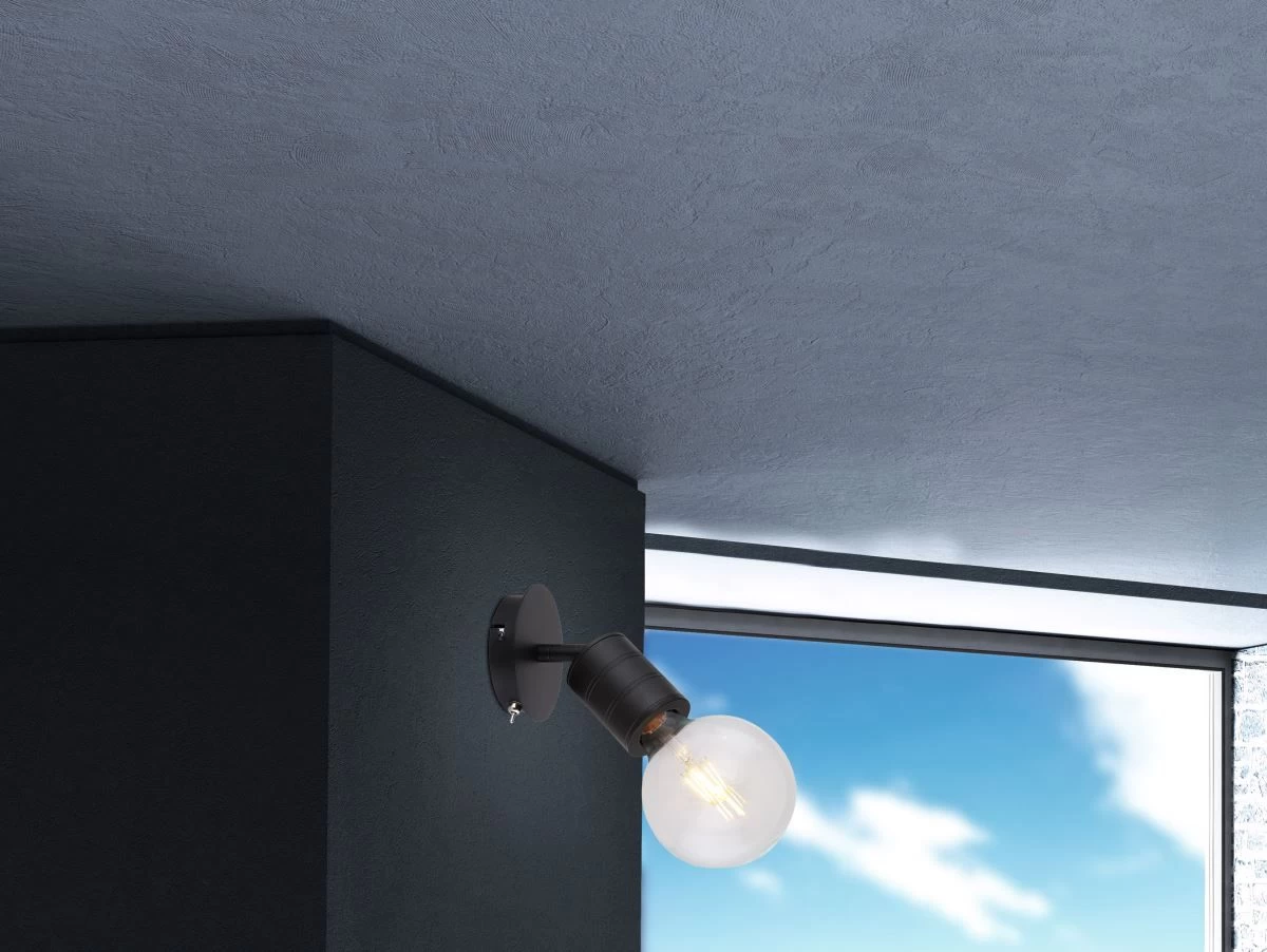 Globo Hermine Wandstrahler Schwarz E27 Mit Schalter X12x14,5cm 8 Globo Hermine Wandstrahler Schwarz E27 Mit Schalter X12x14,5cm – Bild 6