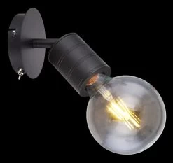 Globo Hermine Wandstrahler Schwarz E27 Mit Schalter X12x14,5cm