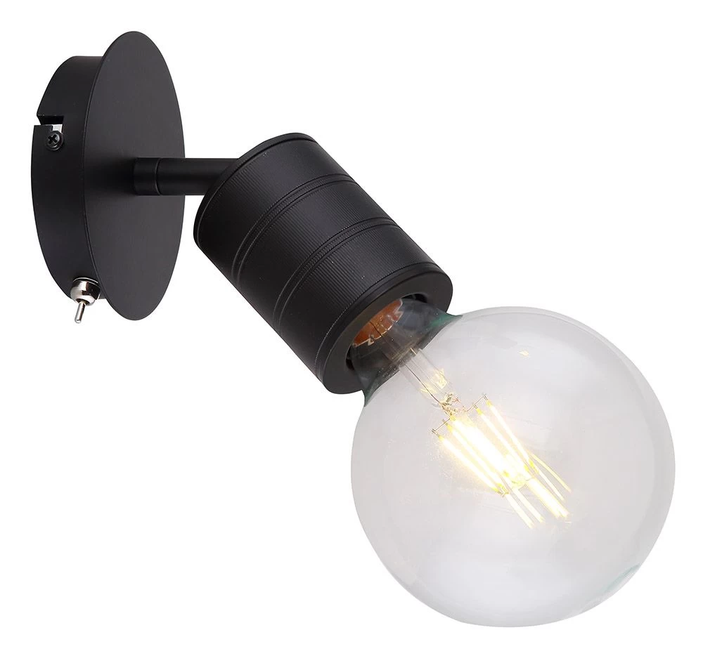 Globo Hermine Wandstrahler Schwarz E27 Mit Schalter X12x14,5cm 4 Globo Hermine Wandstrahler Schwarz E27 Mit Schalter X12x14,5cm – Bild 2