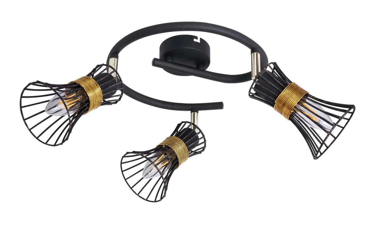 Globo Purra Deckenstrahler Schwarz, Gold 3x E14 Dimmbar 25x22cm 10 Globo Purra Deckenstrahler Schwarz, Gold 3x E14 Dimmbar 25x22cm – Bild 8