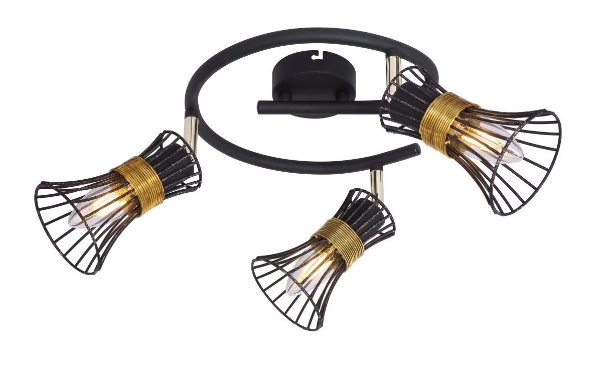 Globo Purra Deckenstrahler Schwarz, Gold 3x E14 Dimmbar 25x22cm 9 Globo Purra Deckenstrahler Schwarz, Gold 3x E14 Dimmbar 25x22cm – Bild 7