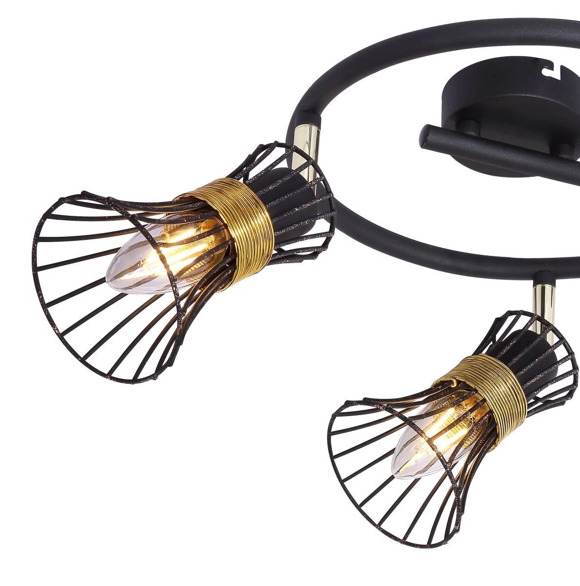 Globo Purra Deckenstrahler Schwarz, Gold 3x E14 Dimmbar 25x22cm 7 Globo Purra Deckenstrahler Schwarz, Gold 3x E14 Dimmbar 25x22cm – Bild 5