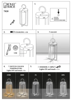 KONSTSMIDE Manorola LED USB Akku Laterne Rund Dimmbar 2700K/3000K -Lichtwelt Verkauf manorola