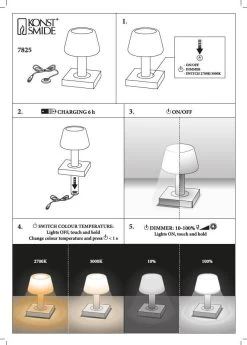 KONSTSMIDE Monaco Akku Tischleuchte IP54 Rostfarben Dimmbar 2700/3000K -Lichtwelt Verkauf monacotischleuchte bedienung 1
