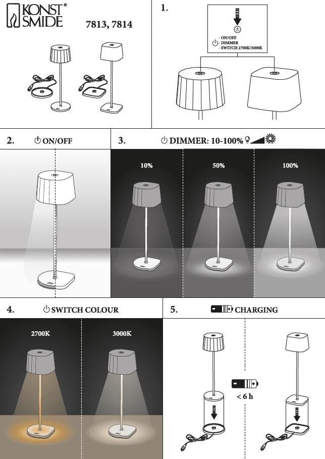 KONSTSMIDE Capri LED USB Akku Tischleuchte Terrakotta Dimmbar 2700/3000K 11 KONSTSMIDE Capri LED USB Akku Tischleuchte Terrakotta Dimmbar 2700/3000K – Bild 9