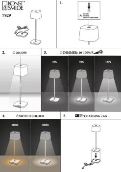 KONSTSMIDE Capri Mini LED USB Akku Tischleuchte Weiss Dimmbar 2200/3000K 21 KONSTSMIDE Capri Mini LED USB Akku Tischleuchte Weiss Dimmbar 2200/3000K -Lichtwelt Verkauf mountingcaprimini 1