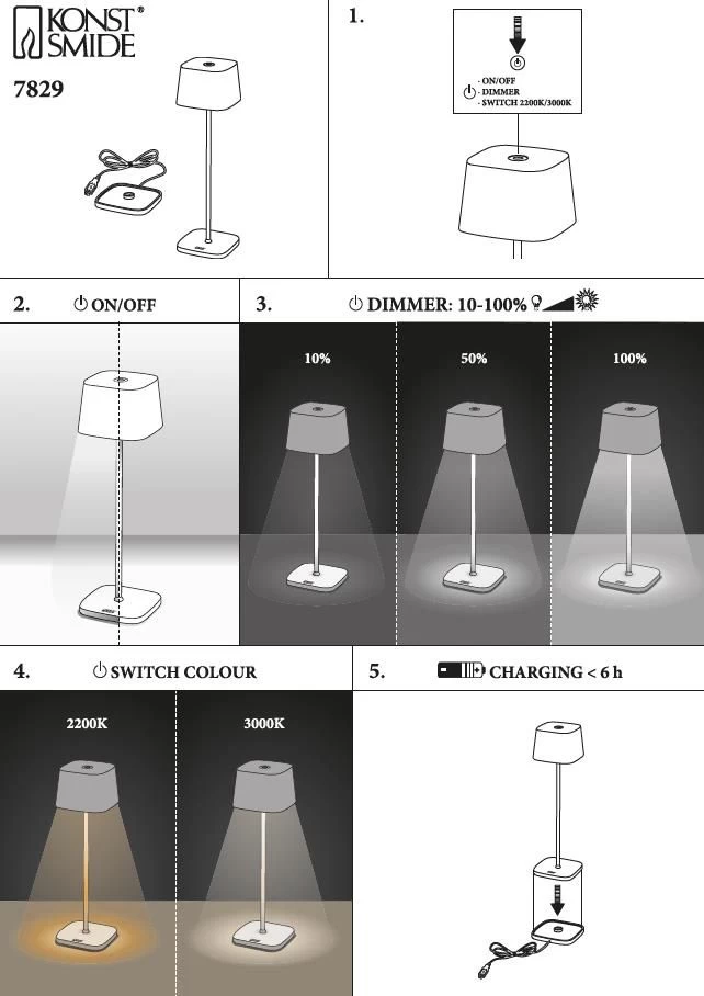 KONSTSMIDE Capri Mini LED USB Akku Tischleuchte Weiss Dimmbar 2200/3000K 12 KONSTSMIDE Capri Mini LED USB Akku Tischleuchte Weiss Dimmbar 2200/3000K – Bild 10