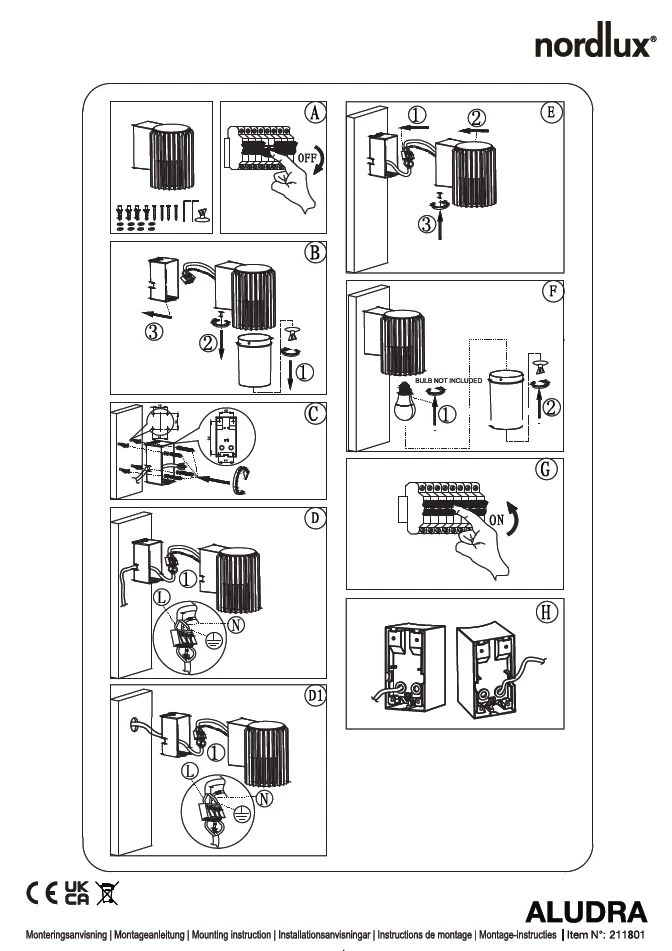 Wandleuchte Alu Metallisch Braun Nordlux Aludra IP54 E27 8 Wandleuchte Alu Metallisch Braun Nordlux Aludra IP54 E27 – Bild 6