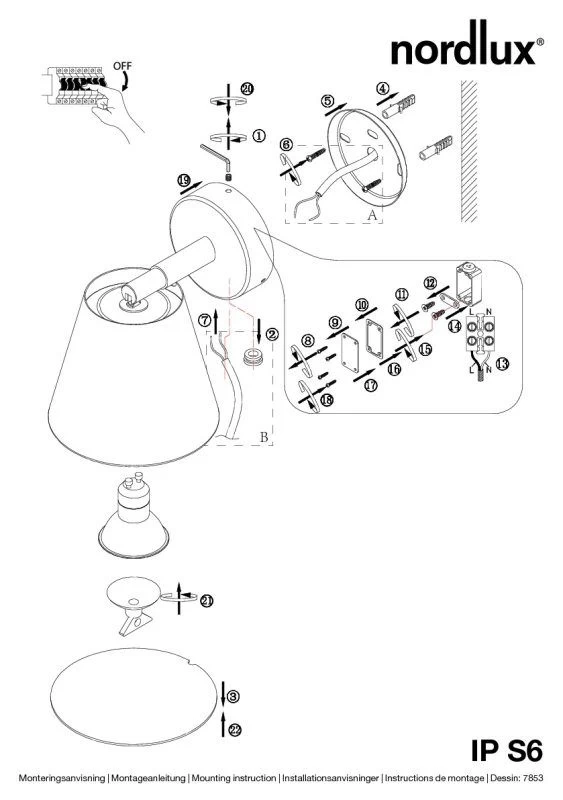Nordlux IP S6 Bad Wandleuchte Weiss 6 Nordlux IP S6 Bad Wandleuchte Weiss – Bild 4