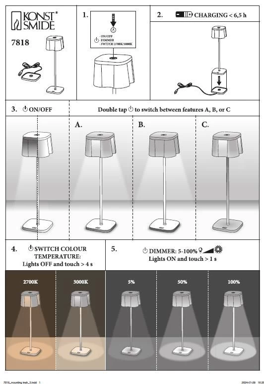 KONSTSMIDE Nice Akku Tischleuchte IP54 Schwarz Dimmbar 2700/3000K 10 KONSTSMIDE Nice Akku Tischleuchte IP54 Schwarz Dimmbar 2700/3000K – Bild 8