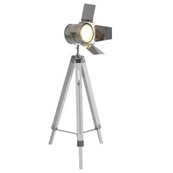 Dreibein Stehleuchte Im Retro Scheinwerfer Look Weiß Näve Holly E27