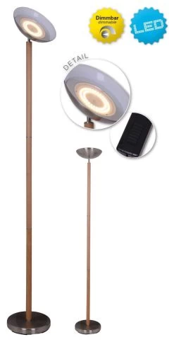 LED Deckenfluter Holz Look Braun Näve Matilda 2700lm Mit Fußtrittschalter