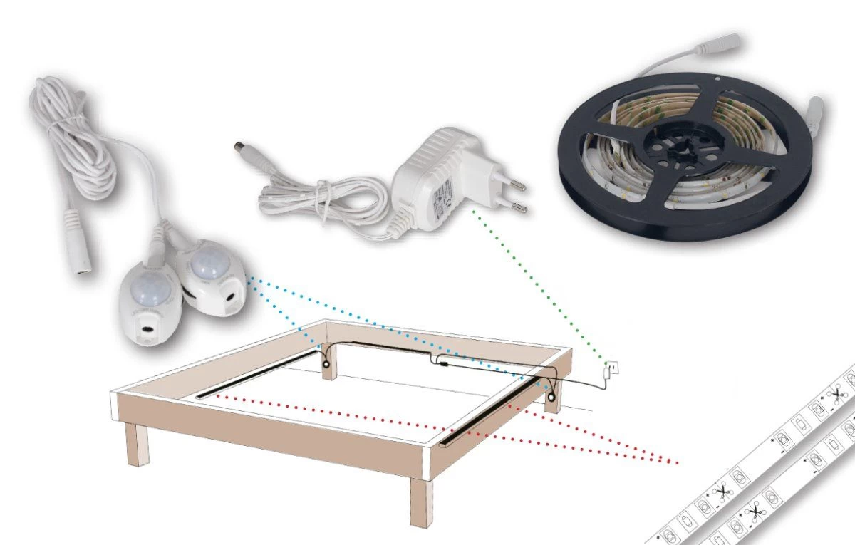 LED Stripe Bettbeleuchtung 2x1,2m Näve 300lm Mit 2 Bewegungsmelder 4 LED Stripe Bettbeleuchtung 2x1,2m Näve 300lm Mit 2 Bewegungsmelder – Bild 2