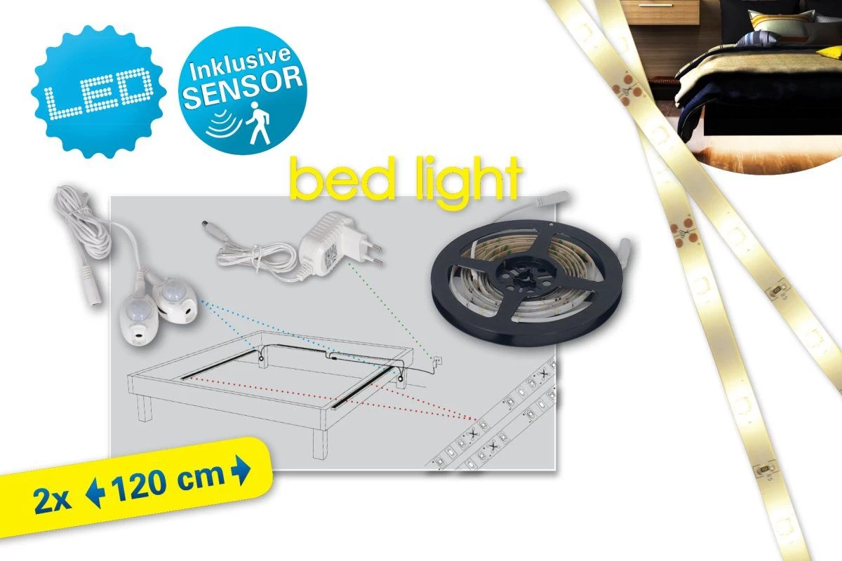 LED Stripe Bettbeleuchtung 2x1,2m Näve 300lm Mit 2 Bewegungsmelder 3 LED Stripe Bettbeleuchtung 2x1,2m Näve 300lm Mit 2 Bewegungsmelder
