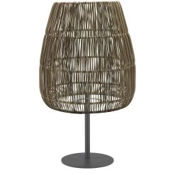 PR Home Agnar Saigon Terrassen Outdoor Stehlampe Schwarz Rattan Beige IP44 71x38cm E27