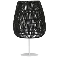 PR Home Agnar Saigon Terrassen Outdoor Stehlampe Weiß Rattan Schwarz IP44 71x38cm E27