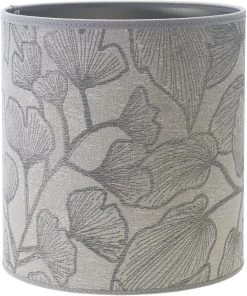 PR Home Celyn Ziba Luxuriöser Lampenschirm Shadow Silber Mit Blättern E27 20x21,5cm