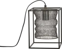 Industie Look Tischlampe Metallnetz Schwarz PR Home Cuba 28cm E27