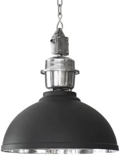 Industrie Pendelleuchte Schwarz Silber PR Home Manchester 35cm E27