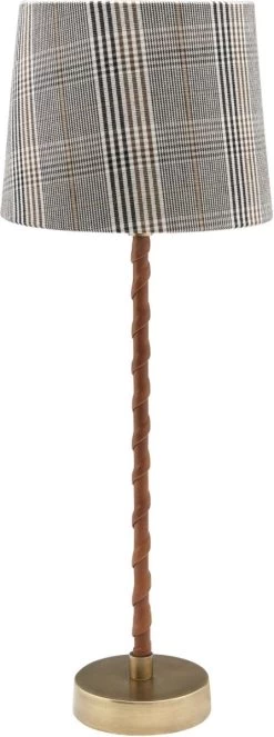 Hochwertige Tischlampe Im Antik Messing Look Aus Metall Mit Kunstleder PR Home Nora E27 11x46x11cm -Lichtwelt Verkauf pr3464602 3