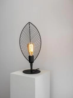 Tischlampe Im Blatt Jungle Design Aus Metall Schwarz PR Home Elm 42cm E27 -Lichtwelt Verkauf pr3734203 4 pr home elm tischlampe im blatt jungle design