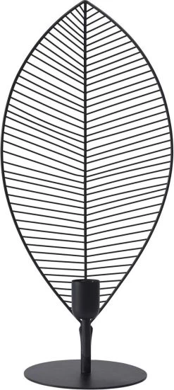 Tischlampe Im Blatt Jungle Design Aus Metall Schwarz PR Home Elm 58cm E27