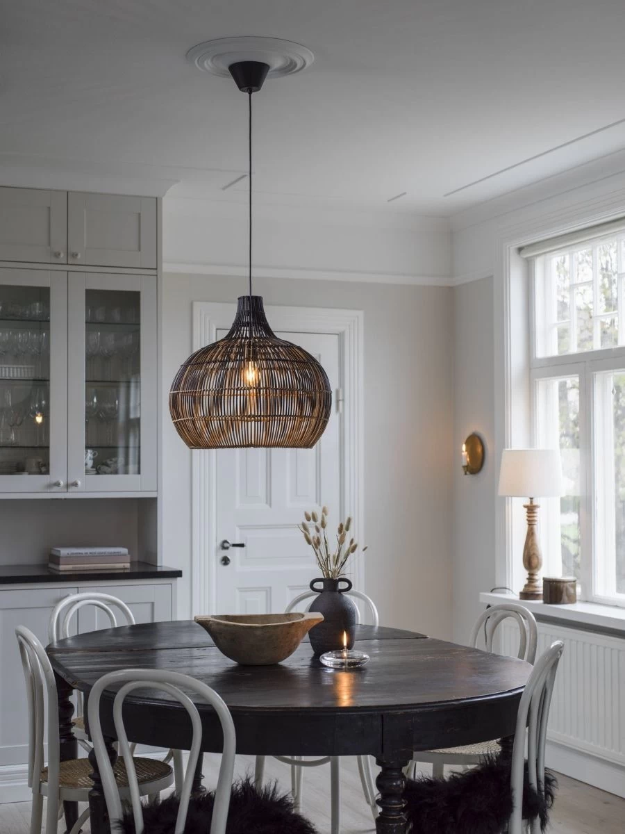 Rattan Hängelampe Aus Geflochtenen Naturmaterial Natur Schwarz PR Home Martha 50cm E27 4 Rattan Hängelampe Aus Geflochtenen Naturmaterial Natur Schwarz PR Home Martha 50cm E27 – Bild 2