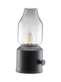 PR Home Lystra LED Akku-Tischleuchte Im Vintage Öllampe Look Schwarz IP44 20x9x9cm