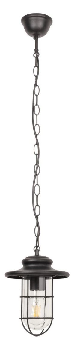 Rabalux Pavia Hängeleuchte Außen Matt Schwarz, Transparent Glas E27 IP44 Dimmbar