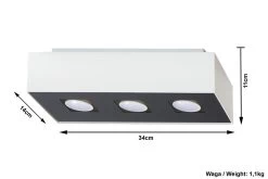 Sollux MONO Moderne Aufbauleuchte Eckig Weiss, Schwarz 3-flg. GU10 -Lichtwelt Verkauf sxsl.0068 ze