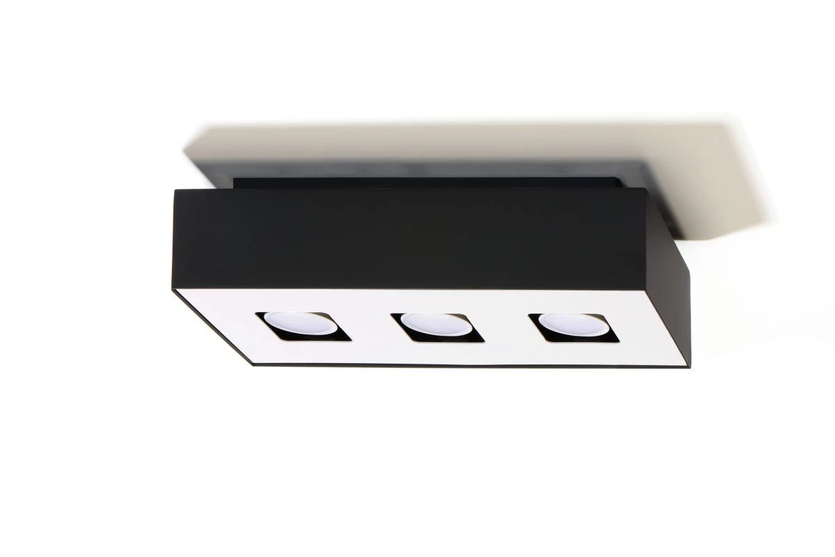 Sollux MONO Moderne Aufbauleuchte Eckig Schwarz, Weiss 3-flg. GU10 4 Sollux MONO Moderne Aufbauleuchte Eckig Schwarz, Weiss 3-flg. GU10 – Bild 2