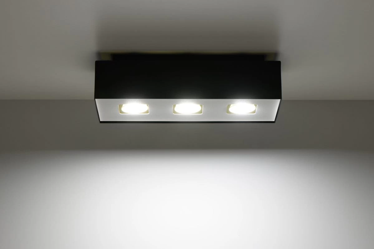 Sollux MONO Moderne Aufbauleuchte Eckig Schwarz, Weiss 3-flg. GU10 5 Sollux MONO Moderne Aufbauleuchte Eckig Schwarz, Weiss 3-flg. GU10 – Bild 3