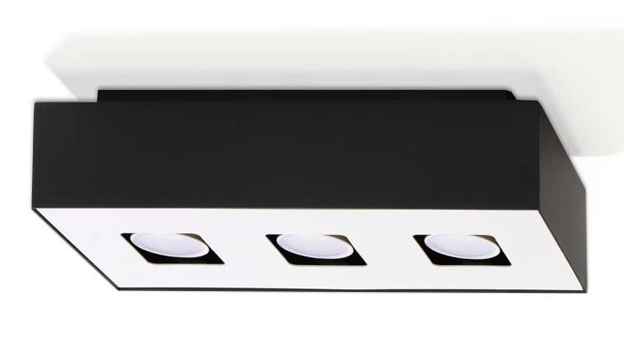 Sollux MONO Moderne Aufbauleuchte Eckig Schwarz, Weiss 3-flg. GU10 3 Sollux MONO Moderne Aufbauleuchte Eckig Schwarz, Weiss 3-flg. GU10