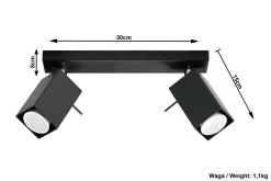 Sollux MERIDA Moderner Deckenstrahler Eckig Schwarz 2-flg. GU10 -Lichtwelt Verkauf sxsl.0100 ze