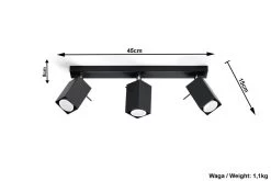 Sollux MERIDA Moderner Deckenstrahler Eckig Schwarz 3-flg. GU10 -Lichtwelt Verkauf sxsl.0101 ze