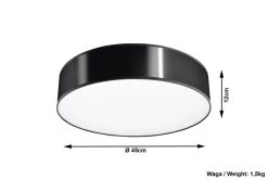 Sollux ARENA Moderne Deckenlampe Rund Schwarz 3-flg. E27 -Lichtwelt Verkauf sxsl.0124 ze