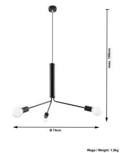 Sollux DUOMO Designer Hängelampe Schwarz 3-flg. E27 -Lichtwelt Verkauf sxsl.0303 ze
