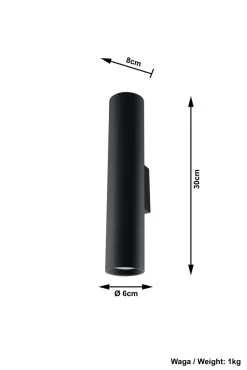 Sollux LAGOS Moderne Wandleuchte Zylinder Schwarz 2-flg. GU10 -Lichtwelt Verkauf sxsl.0330 ze